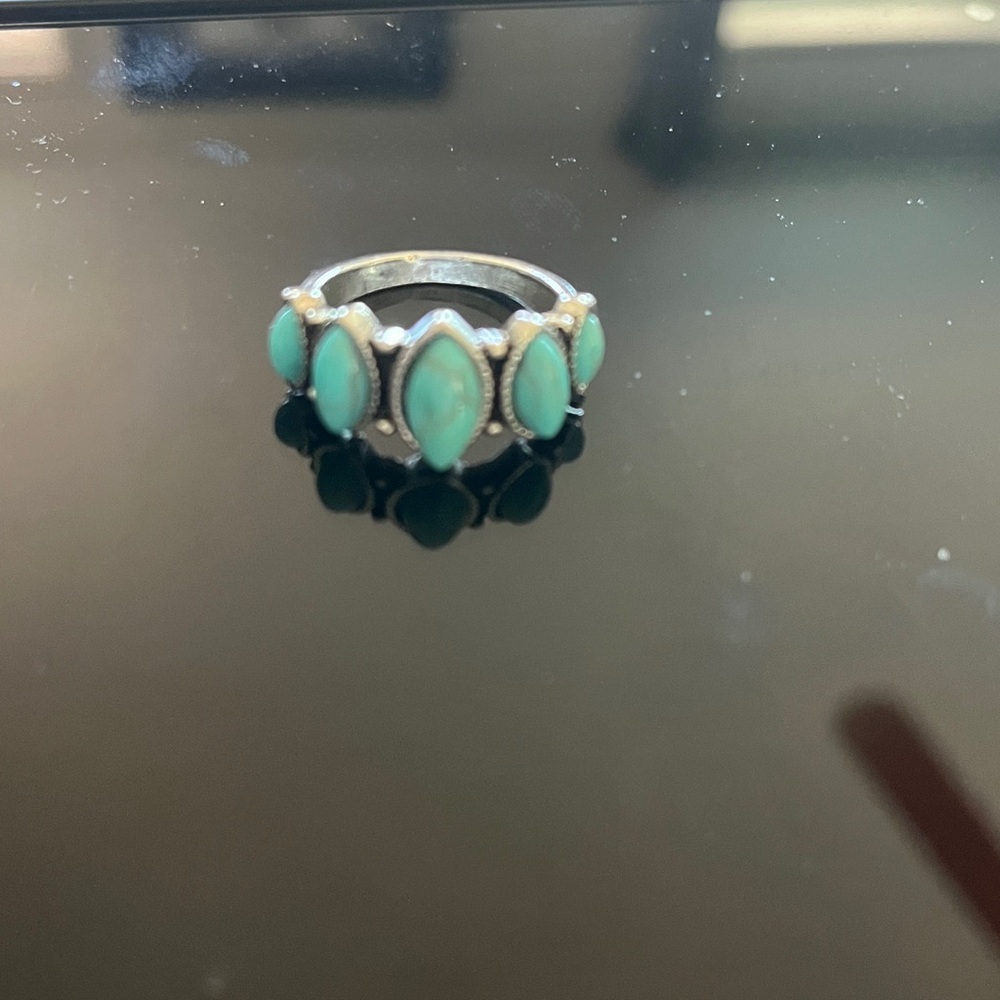 Silver Ring with Green Stones